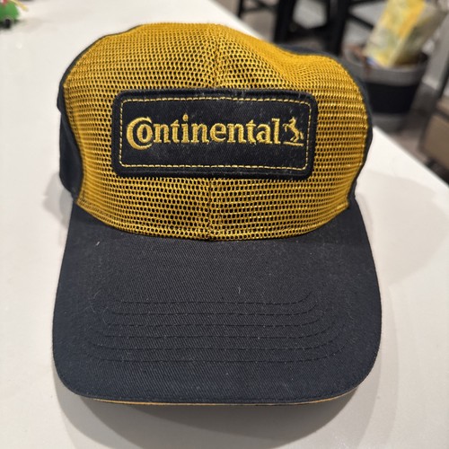 CONTINENTAL TIRE MESH LOOK BASEBALL HAT, EMBROIDERED LOGO, BLACK & WHITE
