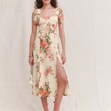 Reformation Twilight Dress Corsage Pink Floral Victorian Style Feminine Midi 10