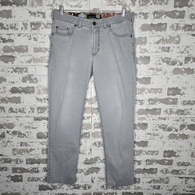 Atelier Gardeur Pants Mens 35x30 Nevio-8 Gray Sateen Cotton Stretch Straight Leg