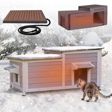 Heated Cat House for Outside, Insulated Cat House Outdoor Weatherproof