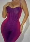 Women’s XS Purple/Pink Colorblock Sweetheart Neck Sleeveless Skinny Jumpsuit — photo 2