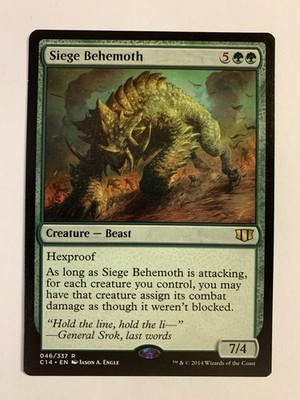1X NM/SP Mtg Magic The Gathering Siege Behemoth Commander 2014 Rare Green Card