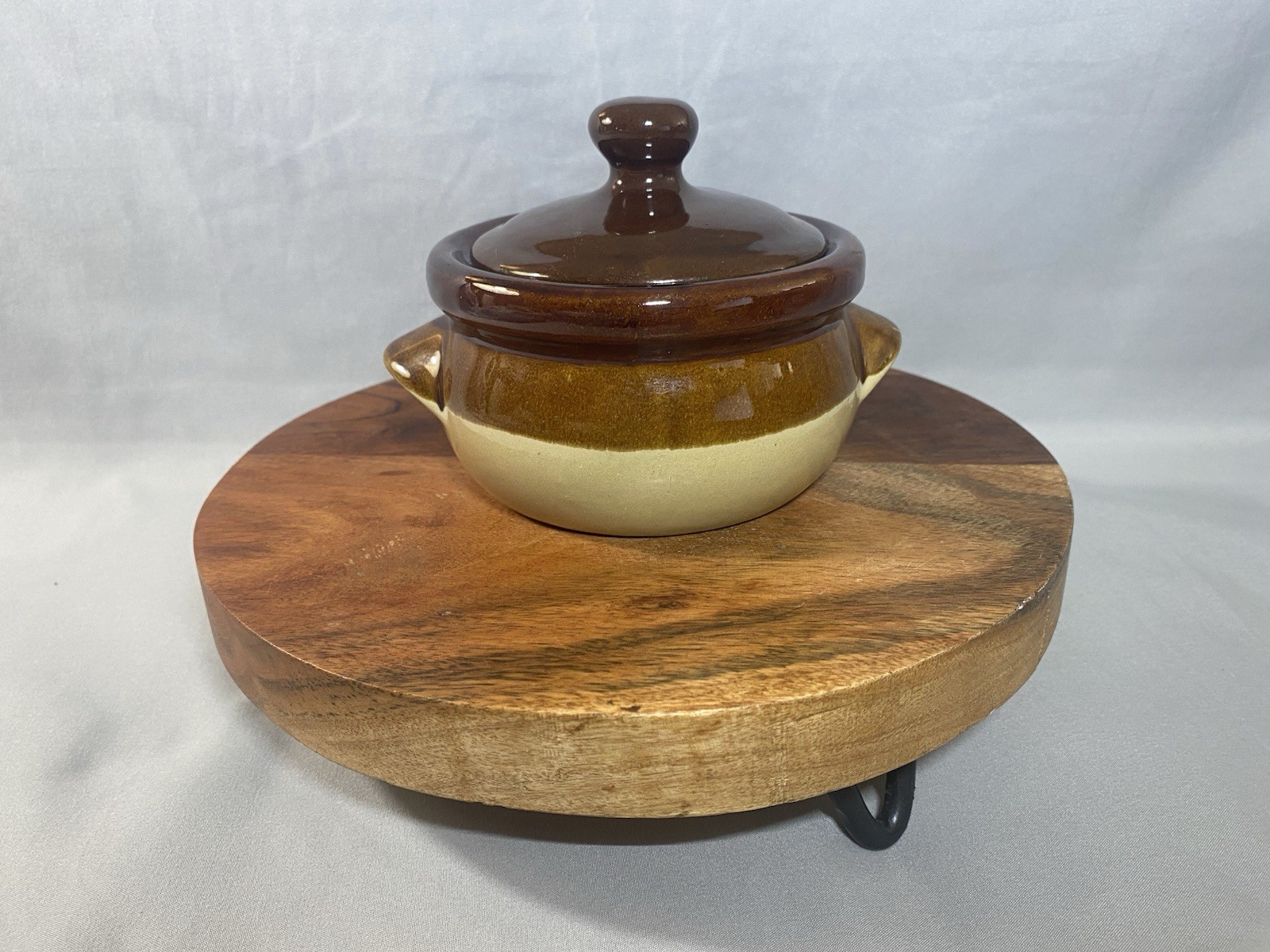 Vintage French Onion Soup/Chili Crock Bowl Stoneware with  Lid