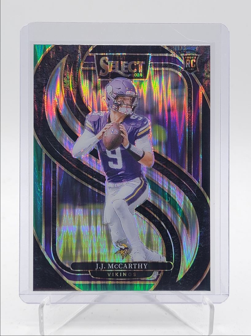 J.J. MCCARTHY 2024 SELECT PREMIER ROOKIE BLACK GREEN SHOCK PRIZM RC Q7085