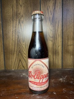 Full 7 Oz. Paper Label Dr Pepper Soda Bottle Rock Island Illinois