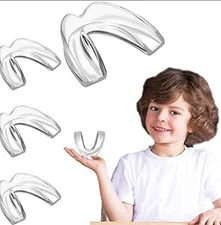 Kids Mouth Guard for Teeth Grinding, Pack of 4 Bite Guards + Dental Guard Case,
