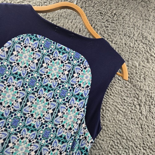 W Lane Womens Shift Dress Size XS Blue White Green Paisley Stretch Knit - Picture 9 of 13