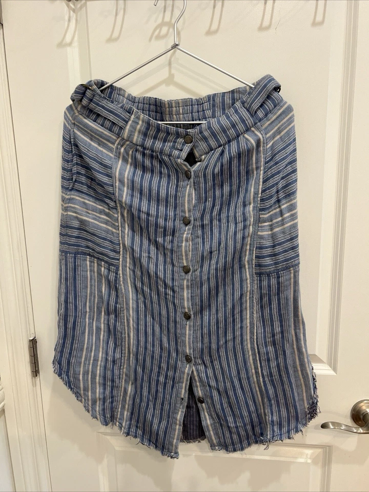Falda Boho Frontal Free People Azul Rayas Algodón Talla M Y2K Cottage Core Lagging Foto 4 de 4