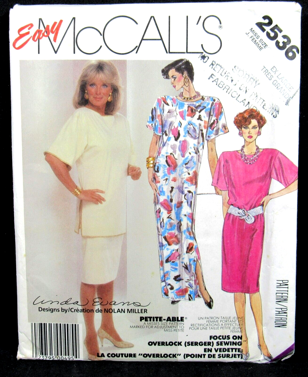 classic 80s dress Skirt Tunic Top Style Size XL 22 24 McCalls 2536 Uncut Pattern Stand out at your