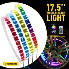 17.5" RGB Chasing & Flow Three Row LED Ring Wheel Rim Lights For Truck Car set