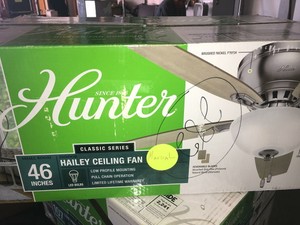 Hunter Hailey 46 In Led Indoor Flush Mount Ceiling Fan With Light