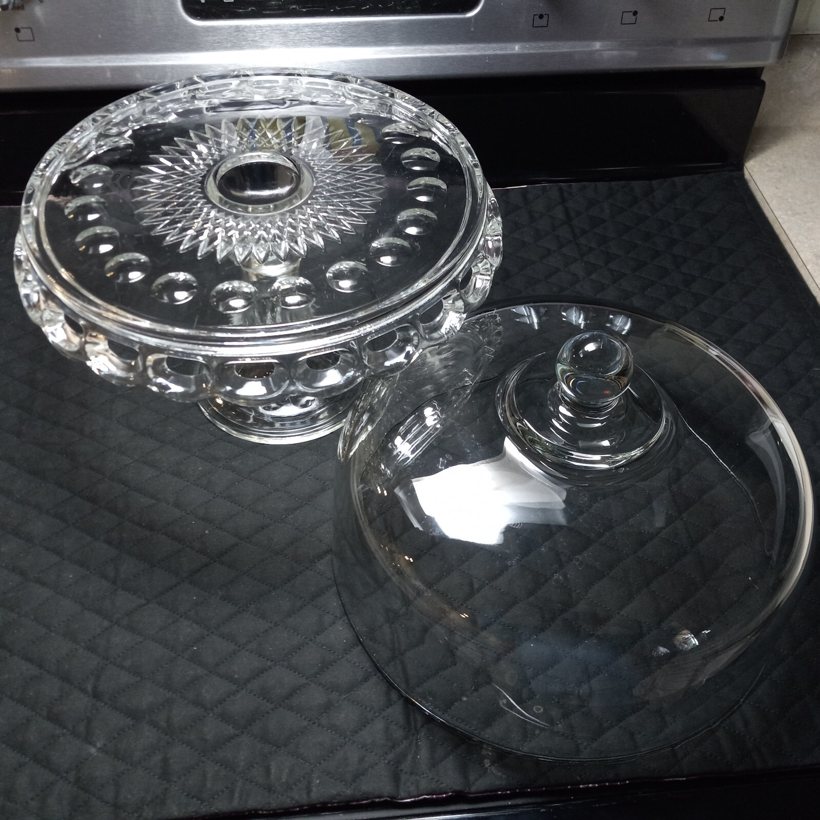 Decorative Clear Glass Pedestal Bundt Cake Stand w/ Dome Cover Lid eBay