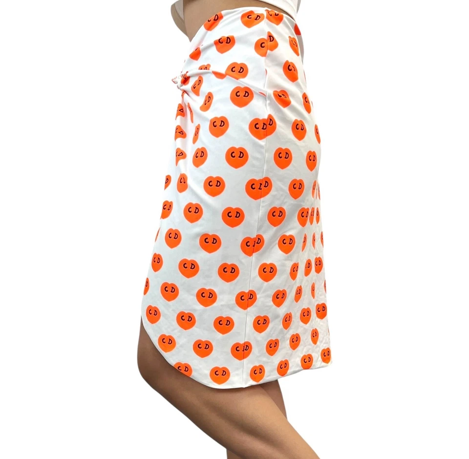 Christian Dior Vintage 2002 CD Corazón Logo Falda Envoltura Paleo Traje de Baño #38 Naranja Foto 3 de 4