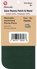 2 Iron-On Repair Patches 5 x 5 Inch Compare to Bondex - Dark Green