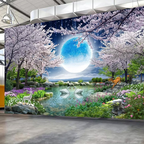 Papel pintado mural flor árbol naturaleza paisaje pintura habitación papel tapiz decoración - Imagen 1 de 11
