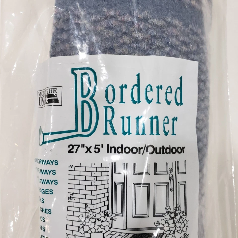 Bretlin Runner Rug 27x60 Blue Border Berber Indoor Outdoor Hallway Entryway New - Image 4 of 4