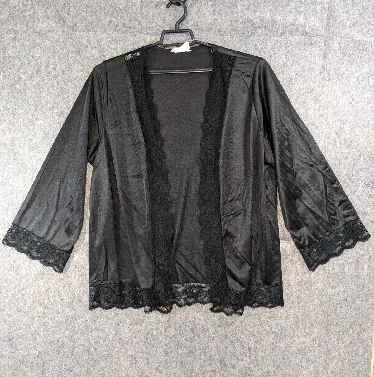 UNDERCOVER Giacca Letto Vintage Sottocoperta Donna Extra Large Nero Nylon Pizzo Aperto Finitura