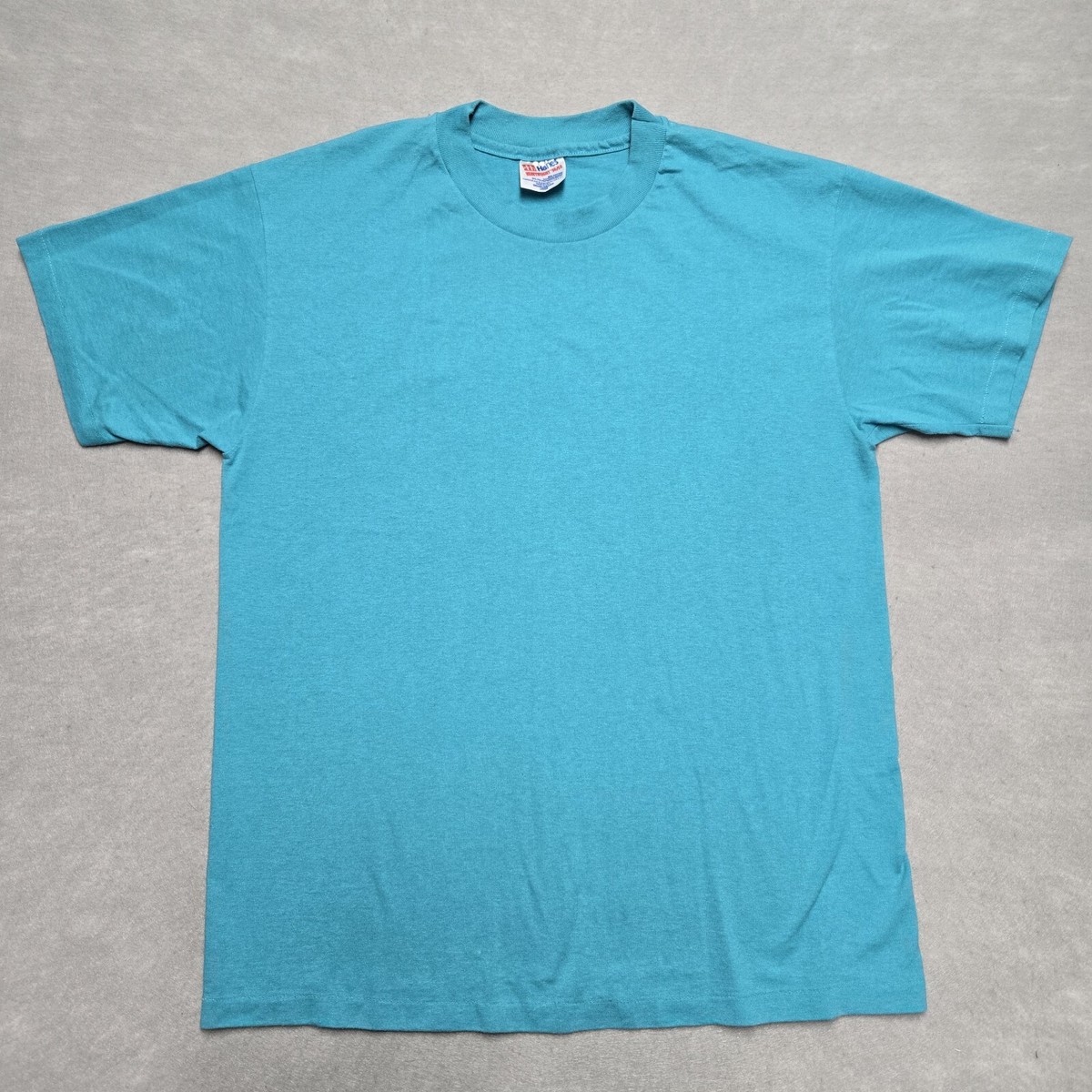 Vintage Hanes Heavyweight 50/50 Blank Tee Blue T-Shirt Single 