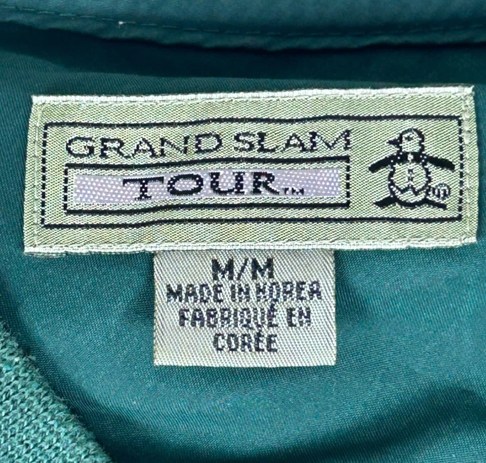 Grand Slam Tour Sweatshirt Top Men's M Green V-Neck Raglan Sleeve Pullover Golf - Image 2 of 4