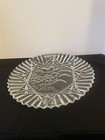 Vintage Sawtooth Plater with Fruit Design 11” Diameter Clear Glass — photo 1