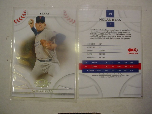 2008 # 49 Nolan Ryan Texas Rangers Donruss