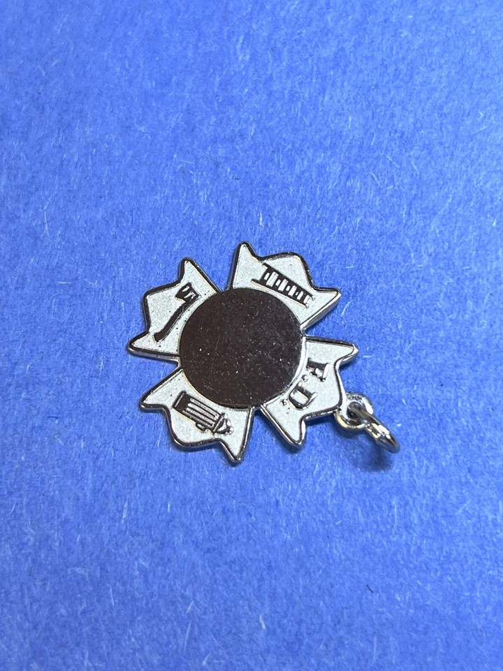 Sterling Silver Fire Department Badge Charm by Rembrandt 2.3g eBay