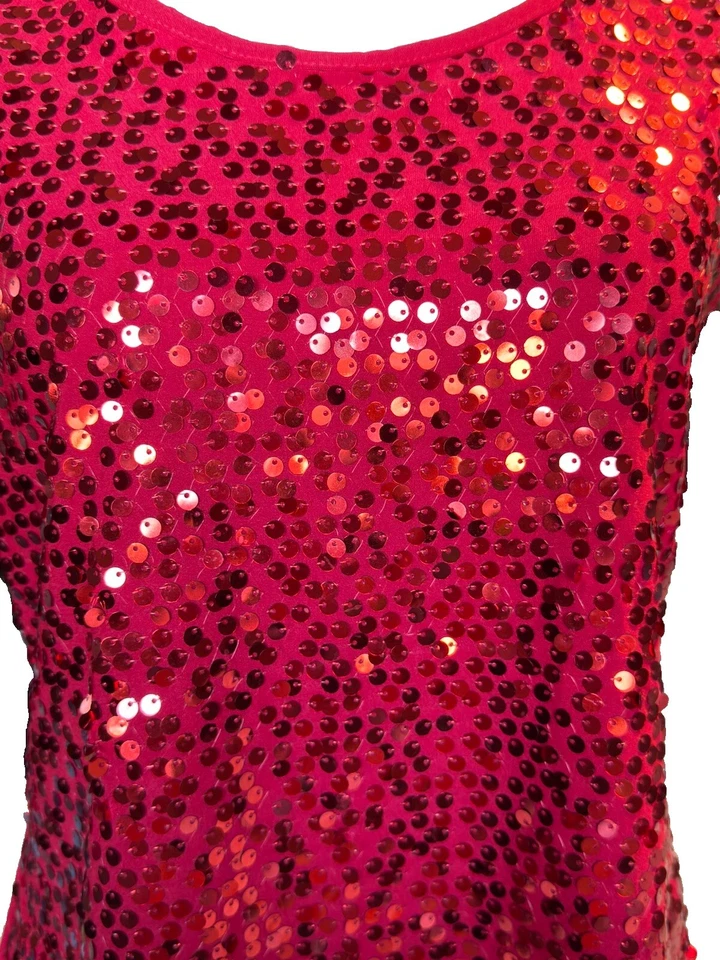 Camiseta sin mangas COVINGTON roja de lentejuelas sin mangas para mujer talla mediana pequeña Foto 3 de 4