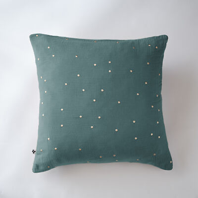 Kissenbezug 60x60 cm Gaze Baumwolle Gaia mit Punkten bestickt Ente