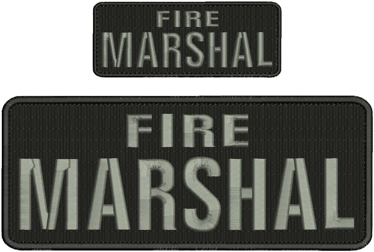 Fire Marshal embroidery patches 4x10 and 2x5 hook grey