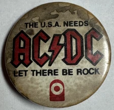 1970’s AC/DC ORIGINAL PIN BADGE ATCO USA LET THERE BE ROCK