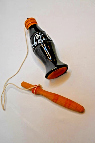 Coca Cola Vintage Wooden String Toss Toy "Folk Art"