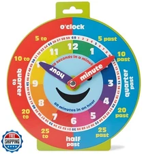 Morgan's Direct Early Learning Education Clock Moveable Hands Smiley Face Mag