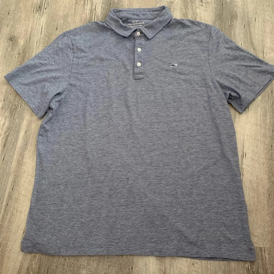 Polo Vineyard Vines Para Hombre Grande Azul Marino Rayas Delgadas Edgartown Rendimiento Elástico Foto 3 de 4
