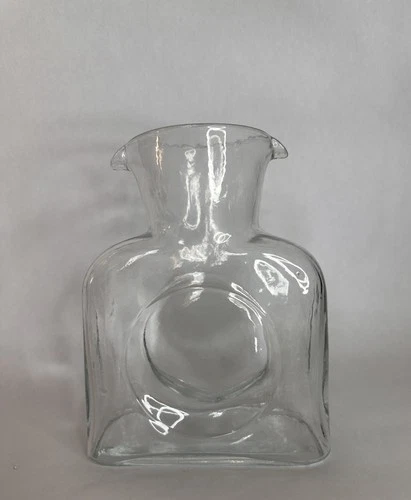 Vintage MCM Blenko Glass 384 Crystal Double Spout Water Bottle Pitcher