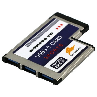Laptop 54mm Express Card ExpressCard to 3 Port USB 3.0 Adapter Superspeed 5Gbps