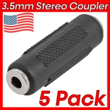 5 Pack Stereo 3.5mm Coupler Adapter AUX Converter Audio Jack 1/8" Female/Female