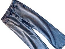 Blue Denim Relaxed Fit Jeans 30" waist  100 Cotton High Waist Straight Leg