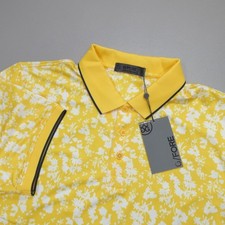 G/Fore Golf Polo Blossom Rib Collar Tech Jersey Slim Fit Fly Yellow