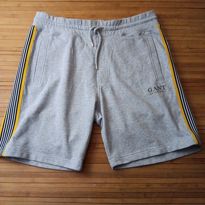 NWT Mens GANT New Haven Regetta Fleece Sweat Shorts XL Grey/Yellow