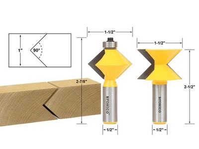 V Design 2 Bit Edge Banding Router Bit Set - 1/2'' Shank - Yonico 15225