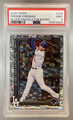 2025 Topps #239 Freddie Freeman Silver Crackle Foilboard Dodgers PSA 9 AH745