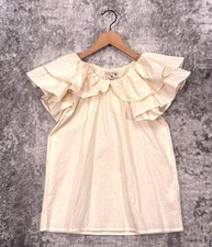 Mille Resort & Travel Top XXS Womens Cream Ruffle Cotton Off Shoulder Blouse