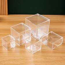 1x Transparent Plastic Box Flip-top Storage Case Jewelry Figurines Storage Multi