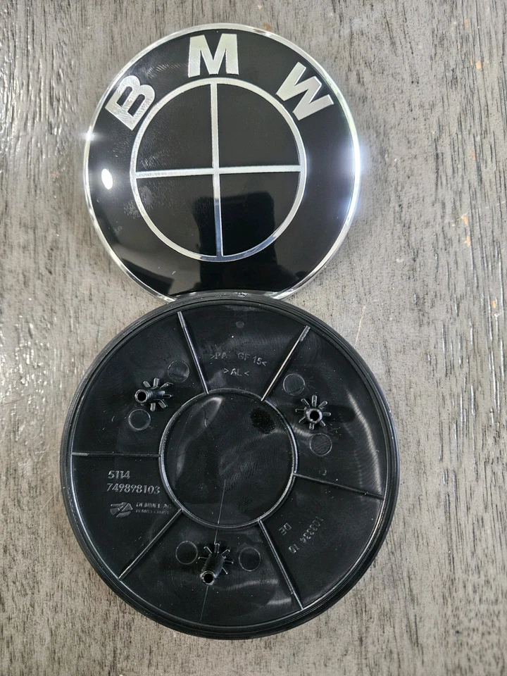(2) BMW 95mm Hood & 82mm Trunk Badge Emblem 7 Series / X7 G07 G11 Black - Image 2 of 2
