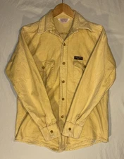 Frostproof Land-O-Lakes Feed 70s/80s Butter Yellow Cotton Flannel Shirt Medium