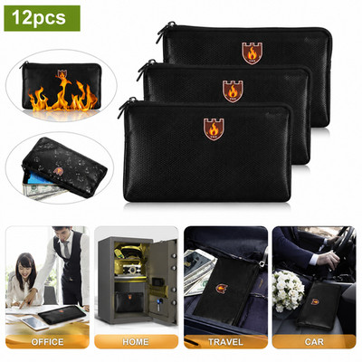 1/2/3 PCS Fireproof Money Bag Waterproof Cash Pouch Safe Document Storage 1292 