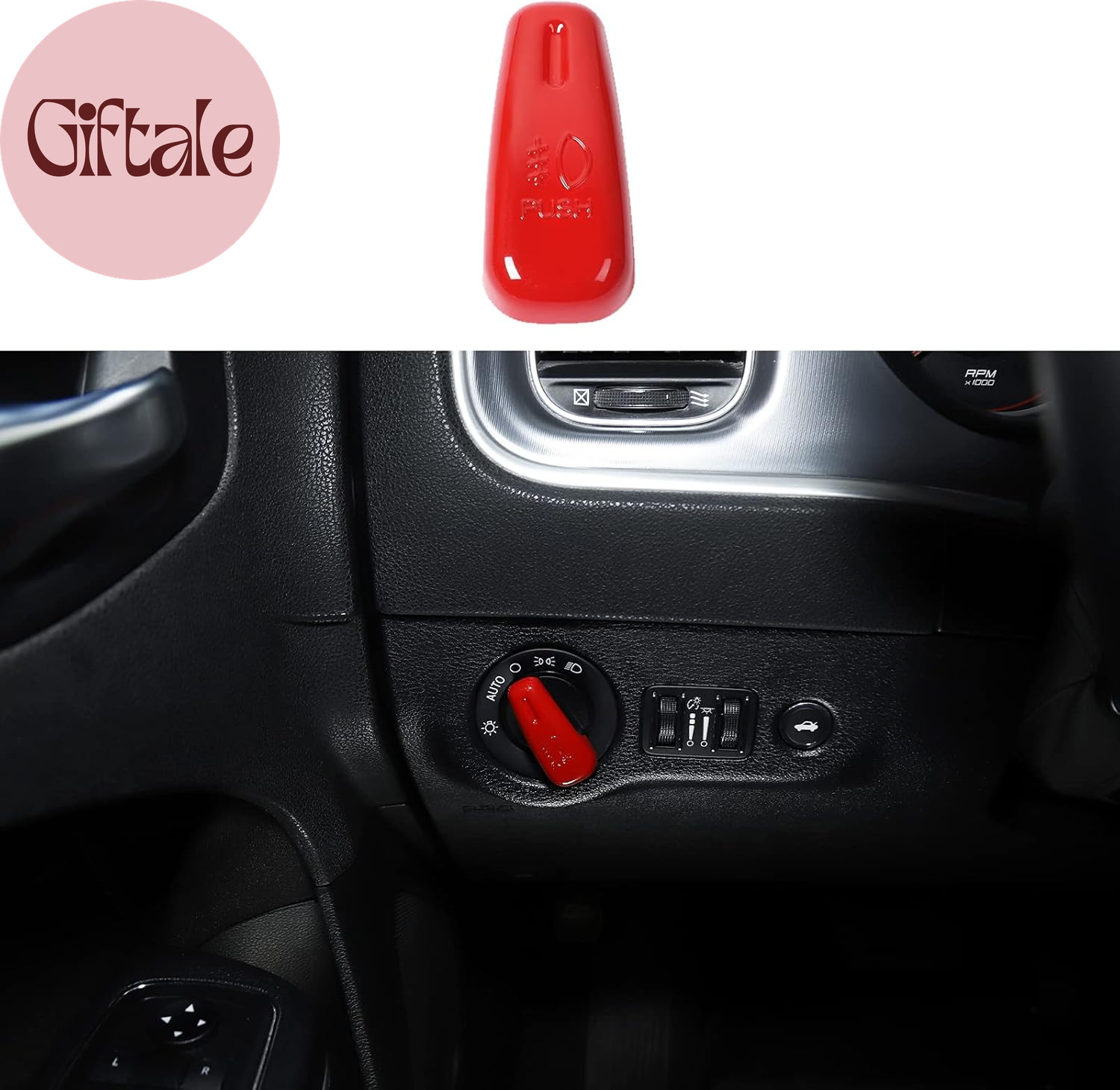 Headlight Control Switch Knob Cover Trim for 2015-2023 Dodge Challenger, for 201