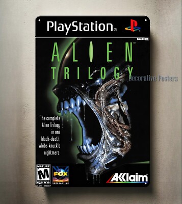 Alien Trilogy Video Game Metal Poster Playstation Collectable