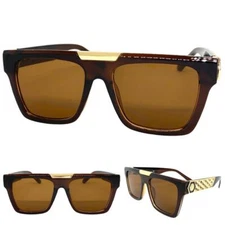 Classic Retro Hardcore Hip Hop Rapper SUN GLASSES Large Square Thick Brown Frame
