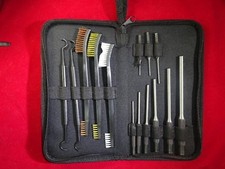 M J Tools 14 PC. Gunsmith Roll Pin Punch Set, Cleaning Brushes, Picks and Case